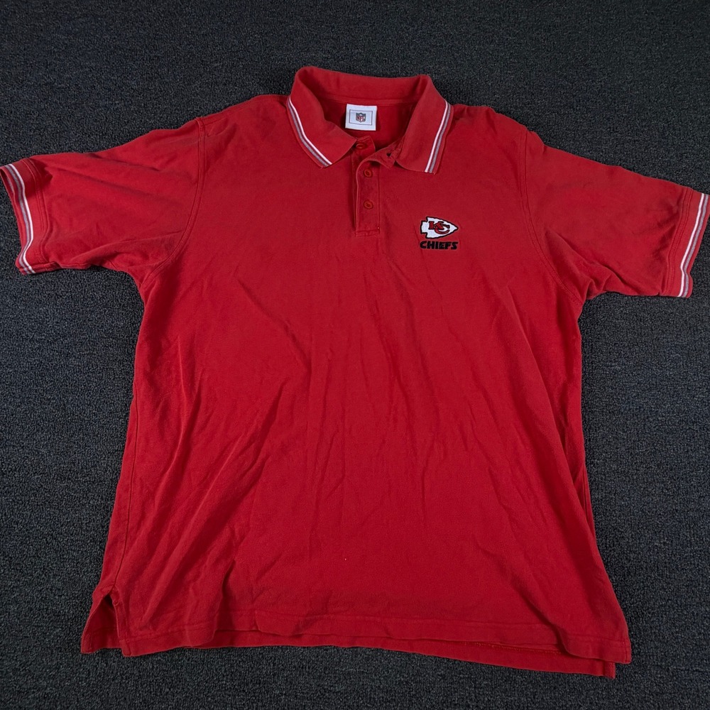 Kansas City Chiefs Polo Mens XL Red NFL Football Embroidered Logo EUC